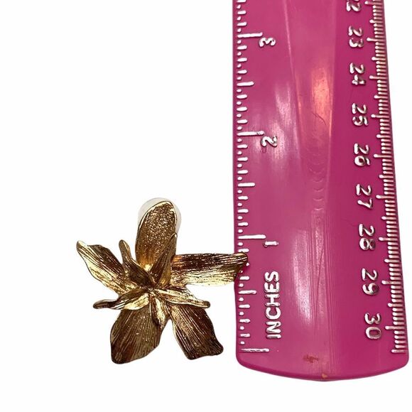 Big Statement Rose Gold Flower Earrings - Picture 4 of 6